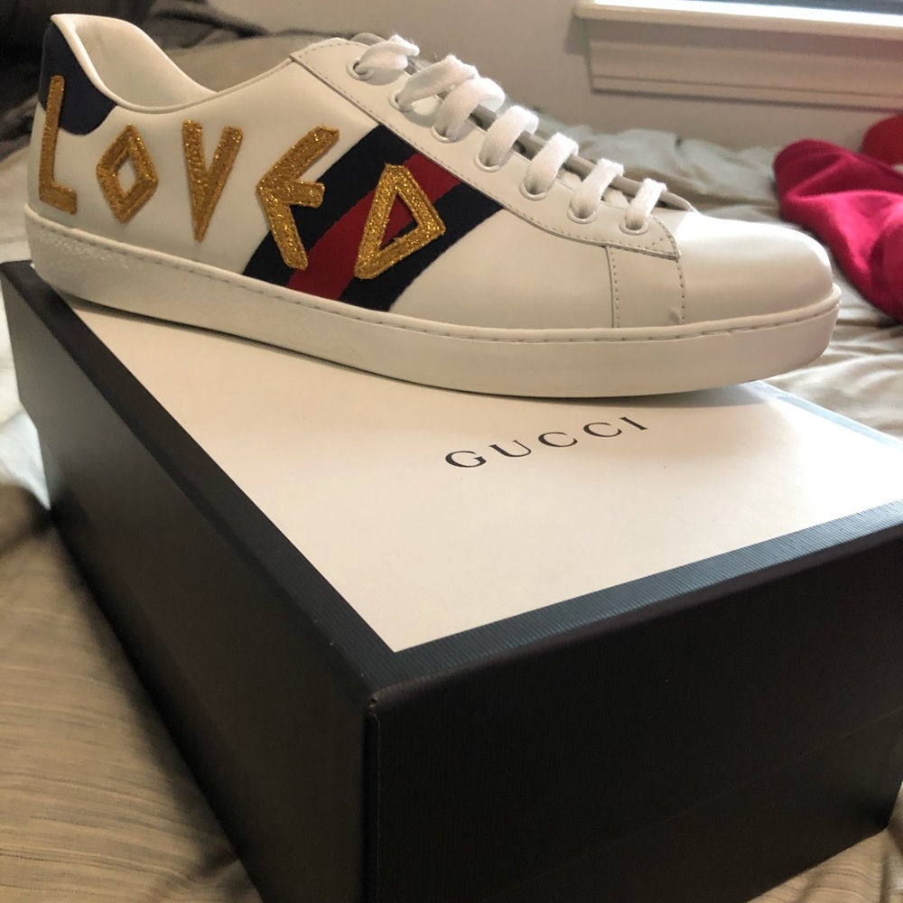 Gucci White 'Loved' Ace Sneakers